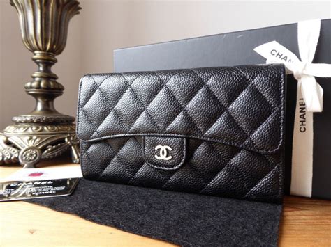 chanel black long wallet